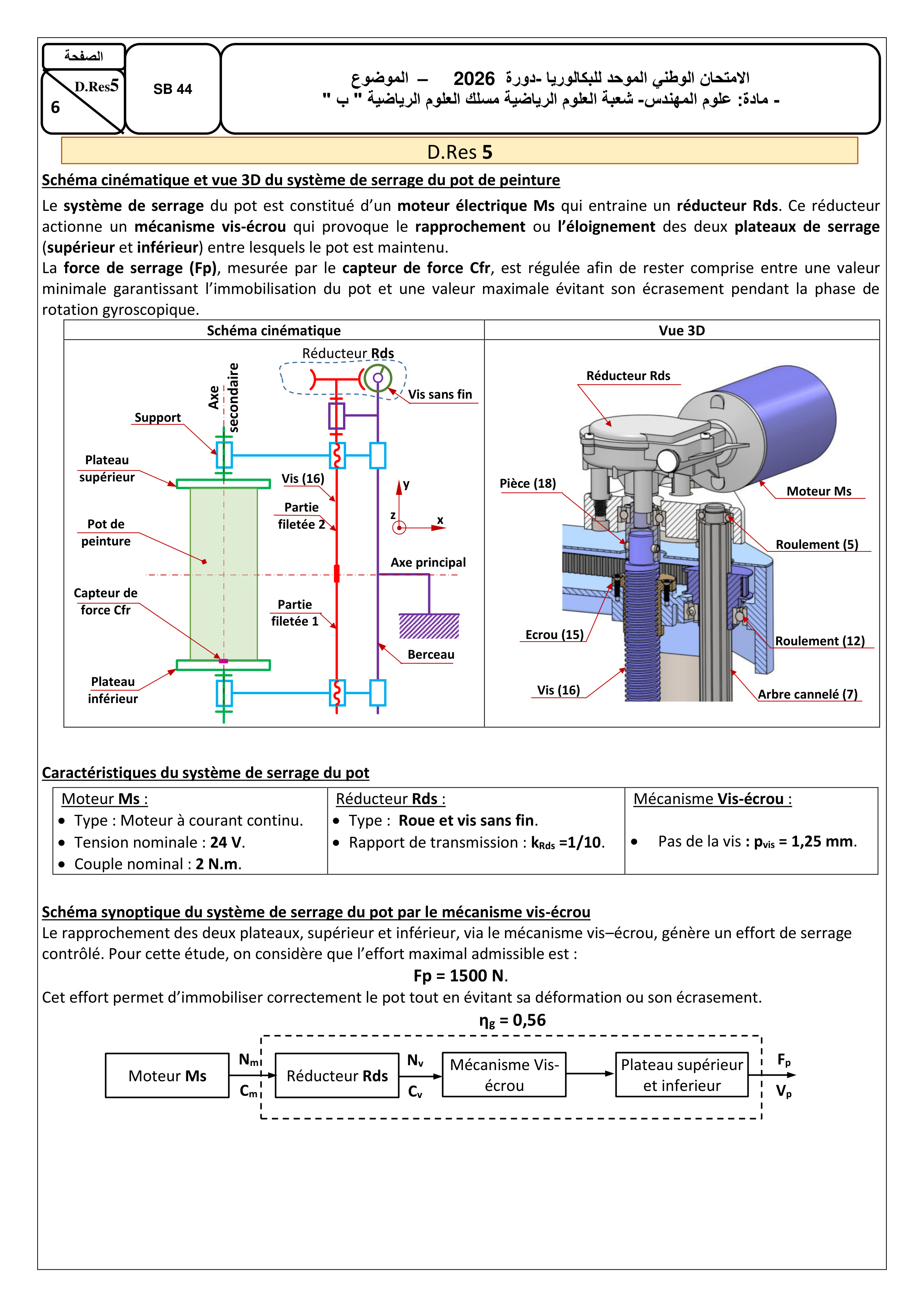 D.Res 5 : Dispositif de Serrage Vis-Écrou